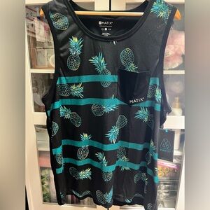 Matix Men's Tank Top Shirt Pineapple Print Black Multi XL NEW